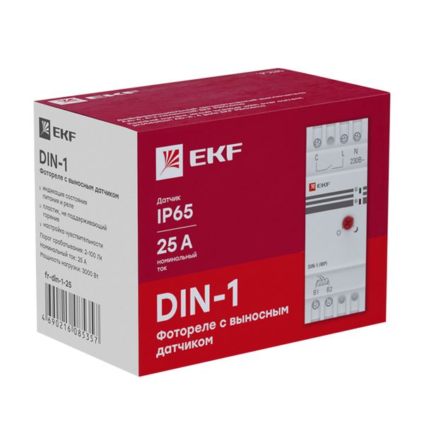 Фотореле на DIN-рейку с выносным датчиком (ФР) 2-100Лк 25А 3000Вт EKF PROxima (фото 2)